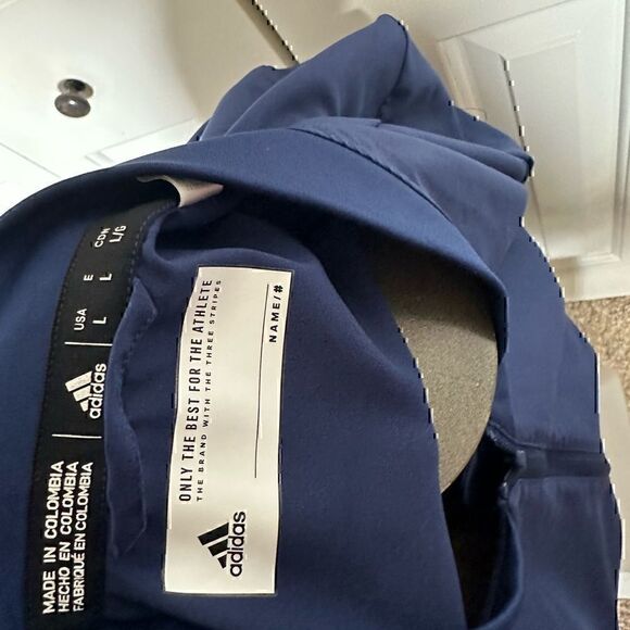 Adidas Aeroready Mens Large Blue Half Zip Windbreaker - Picture 3 of 5